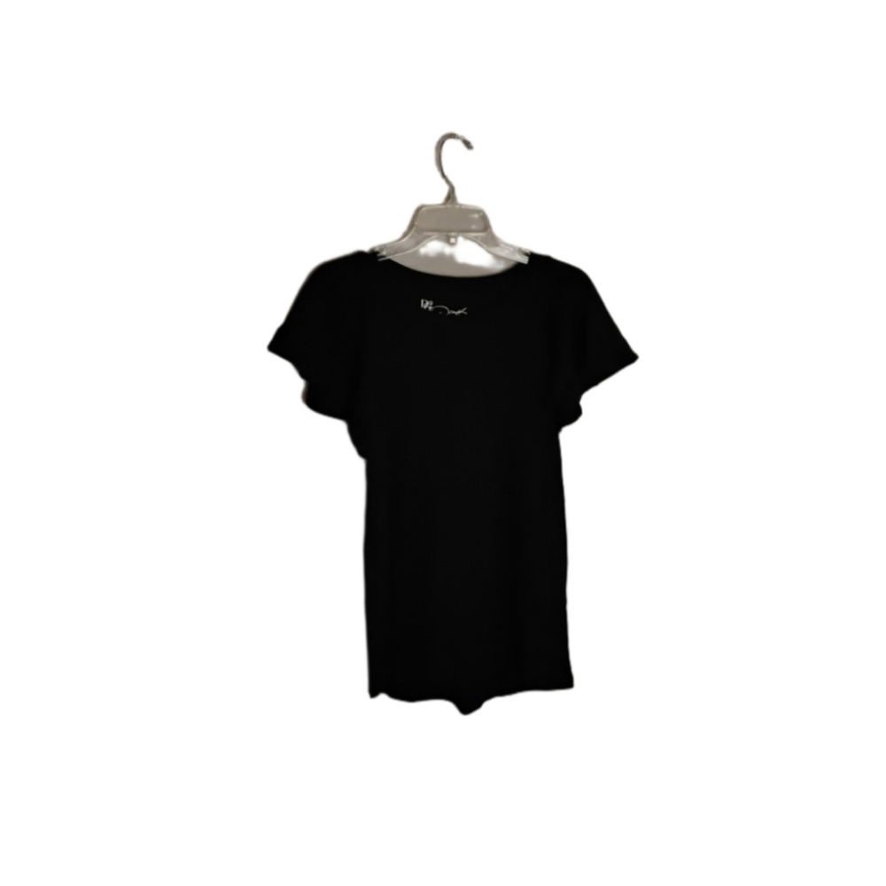 D2 By Diane Gilman Women's XS Navy Flutter Sleeve Stretchy Crewneck Pullover Top